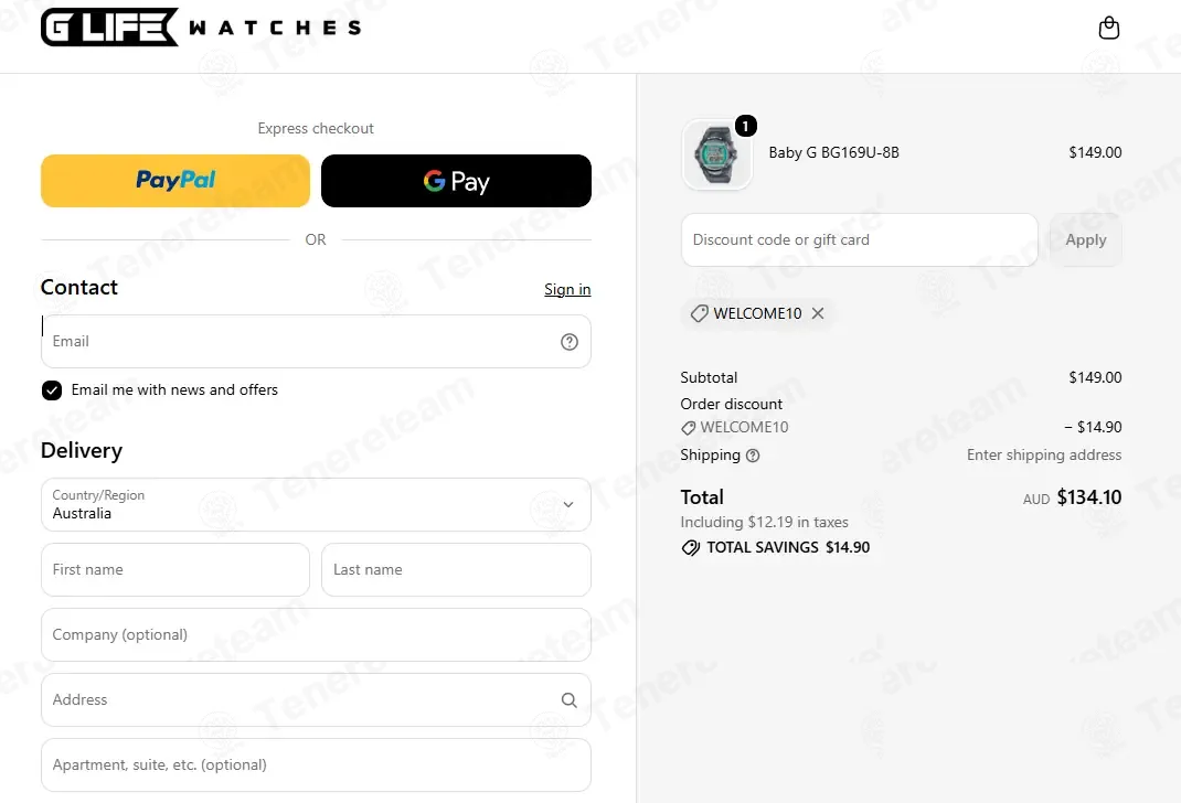 G Life Watches coupon code: 10% off with welcome10. Tested and valid as 1 week ago.