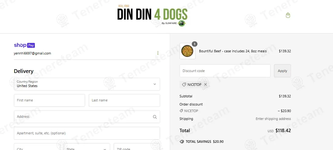 Din Din 4 Dogs coupon code: 15% off with NICETOP. Tested and valid as 1 year ago.