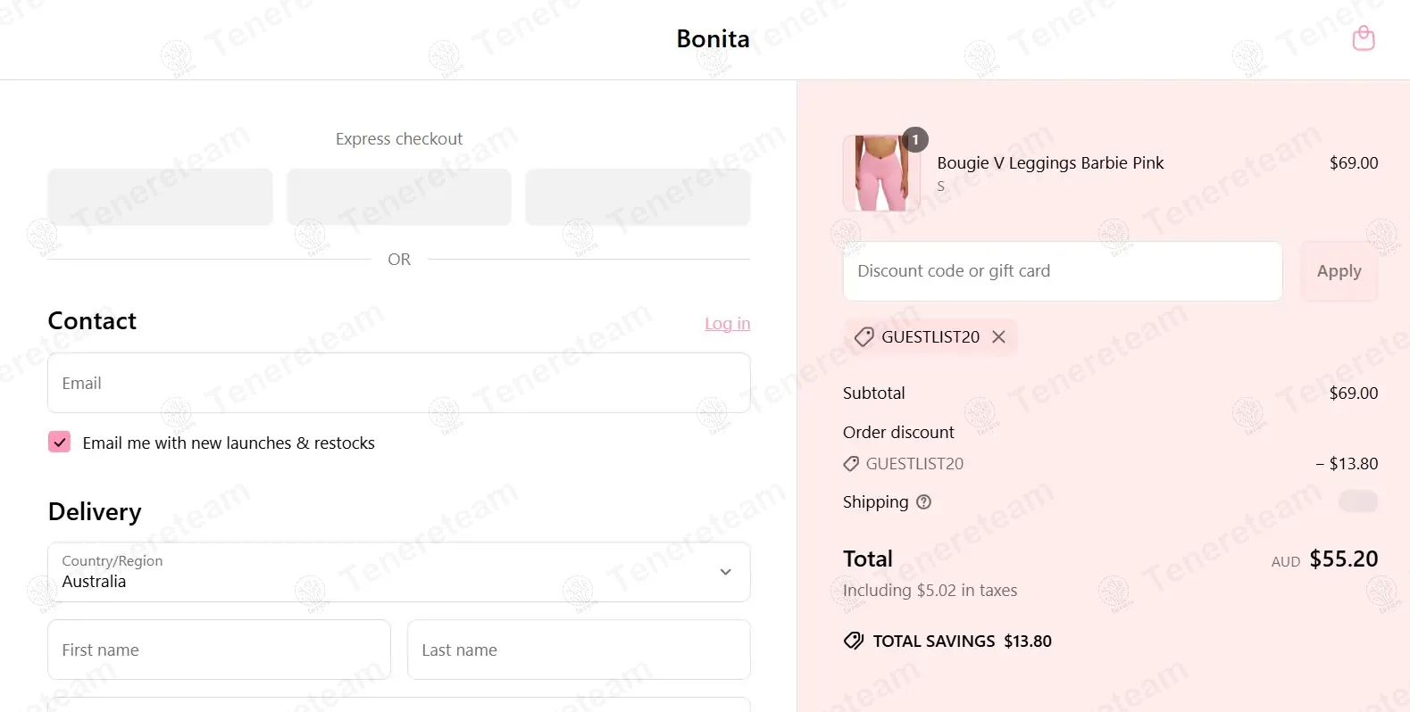 Bonita coupon code: 20% off with GUESTLIST20. Tested and valid as 1 year ago.