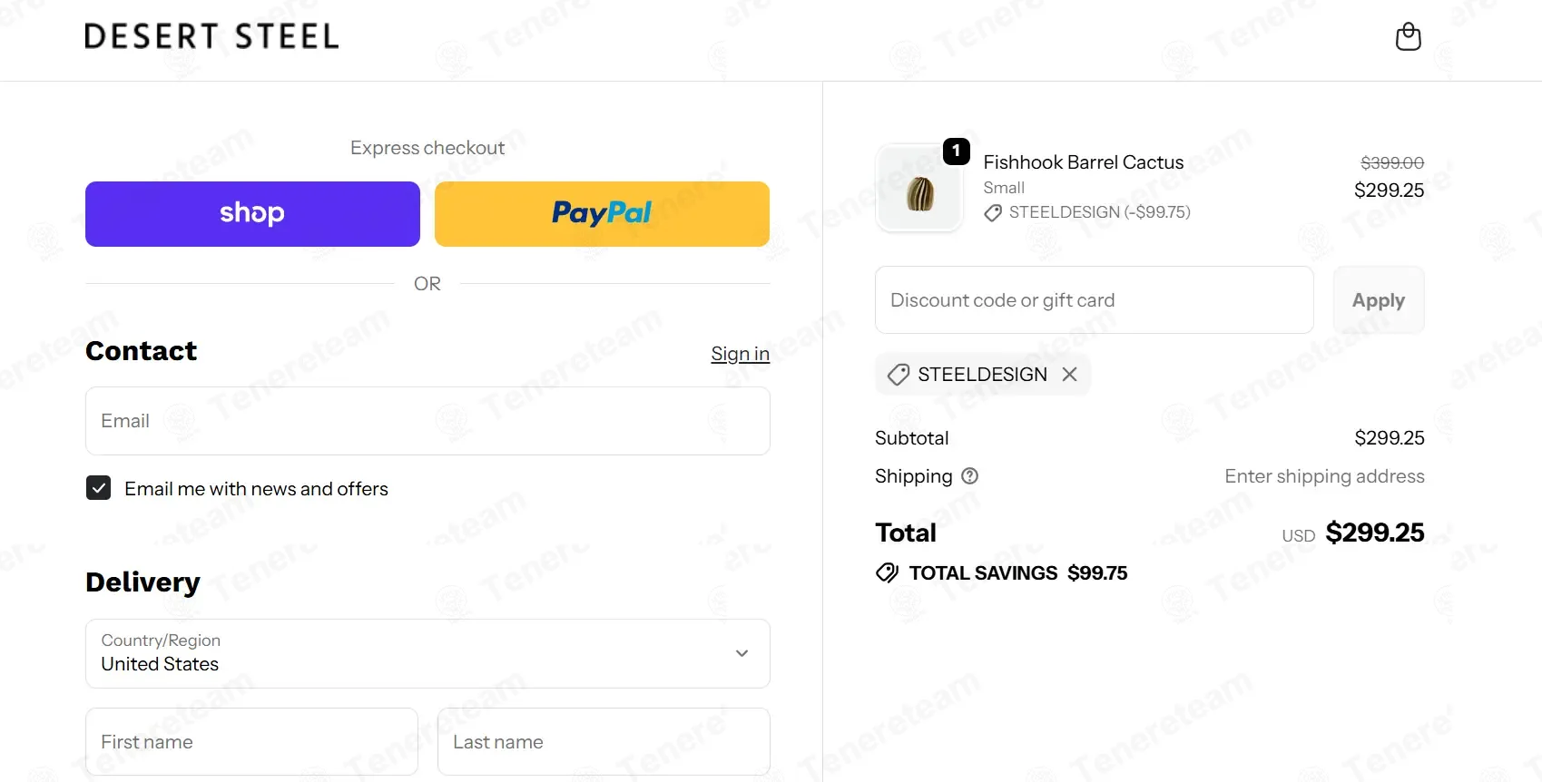 Desert Steel coupon code verified as working at checkout