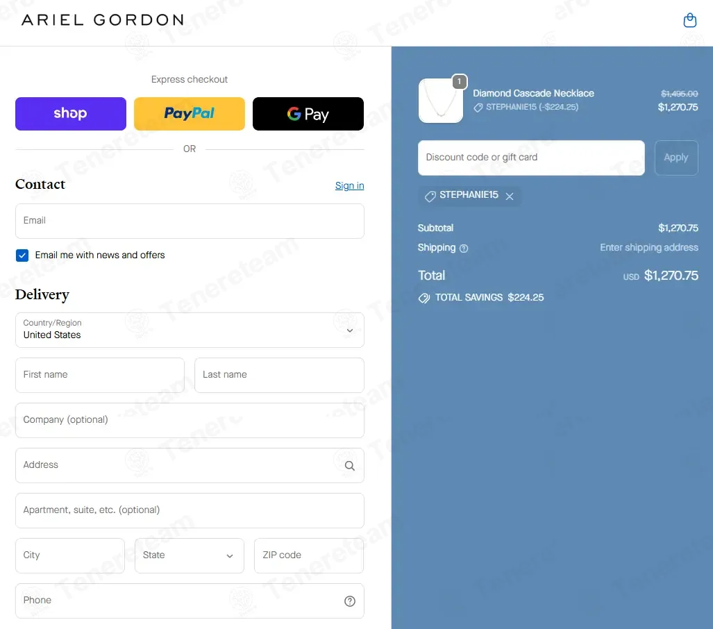 Ariel Gordon Jewelry coupon code: 15% off with STEPHANIE15. Tested and valid as 9 months ago.
