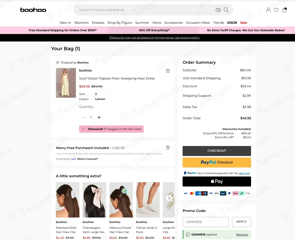 Boohoo US coupon code: 15% off with GIMMIE15. Tested and valid as 2 months ago.