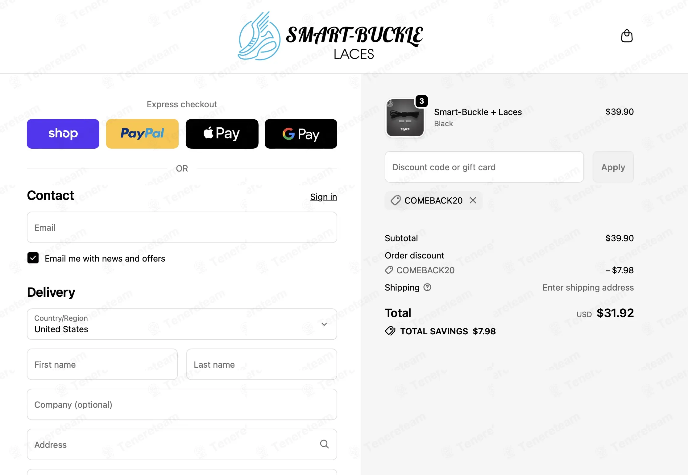 Smart Buckle Laces coupon code: 20% off with COMEBACK20. Tested and valid as 1 month ago.