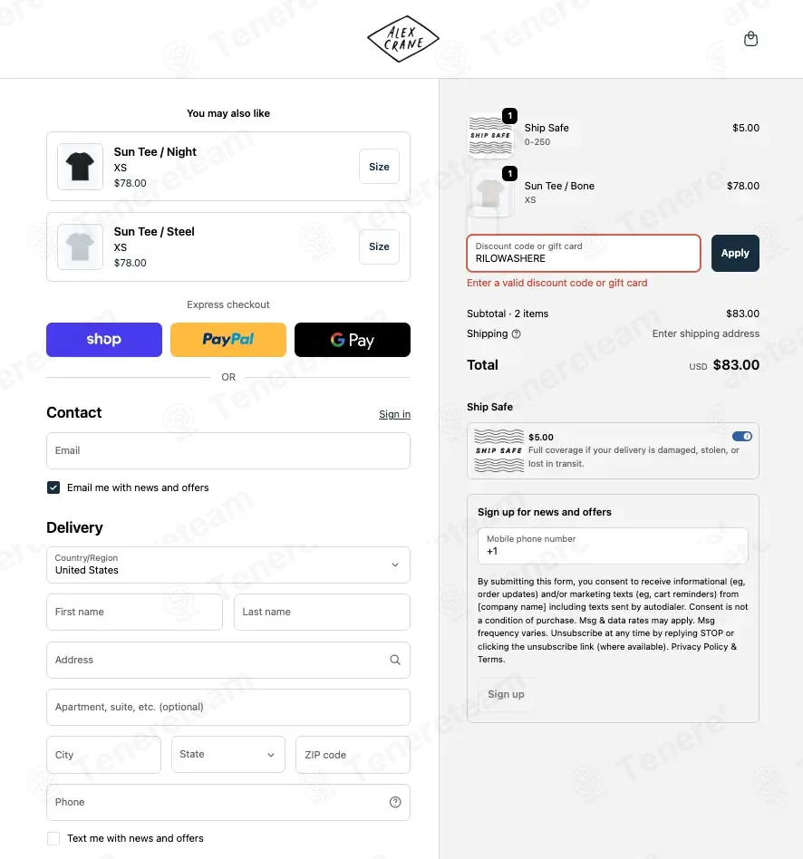 Alex Crane coupon code: Sale off with RILOWASHERE. Tested and valid as 4 months ago.