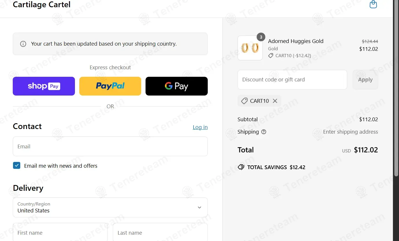 Cartilage Cartel coupon code: 10% off with CART10. Tested and valid as 1 year ago.