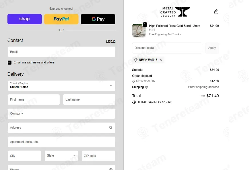 Metal Crafted Jewelry coupon code: 15% off with NEWYEAR15. Tested and valid as 3 months ago.