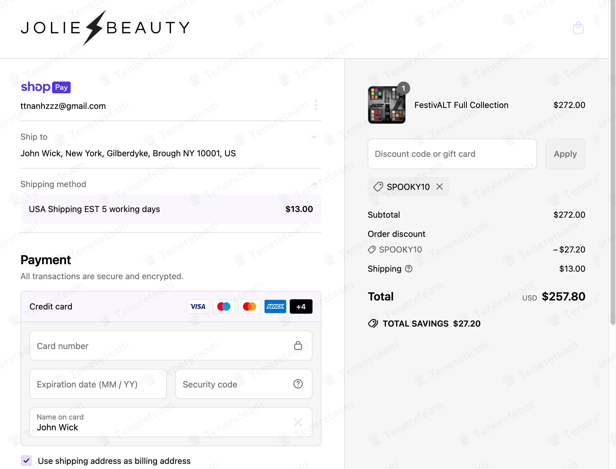 Jolie Beauty coupon code: 10% off with SPOOKY10. Tested and valid as 1 year ago.