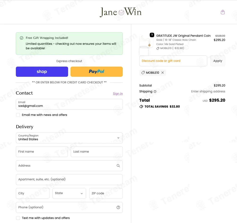 Jane Win coupon code: 10% off with MOBILE10. Tested and valid as 1 month ago.