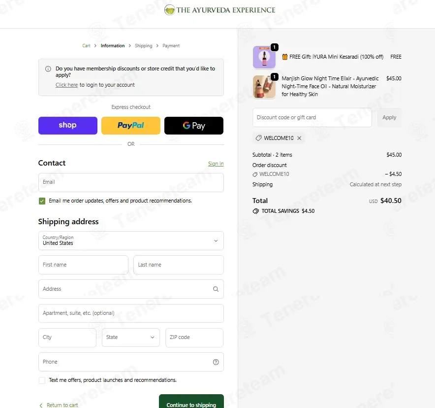 The Ayurveda Experience coupon code: 10% off with WELCOME10. Tested and valid as 2 months ago.