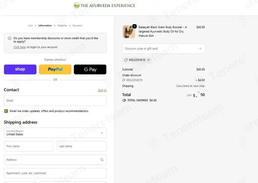 The Ayurveda Experience coupon code: 10% off with WELCOME10. Tested and valid as 2 months ago.