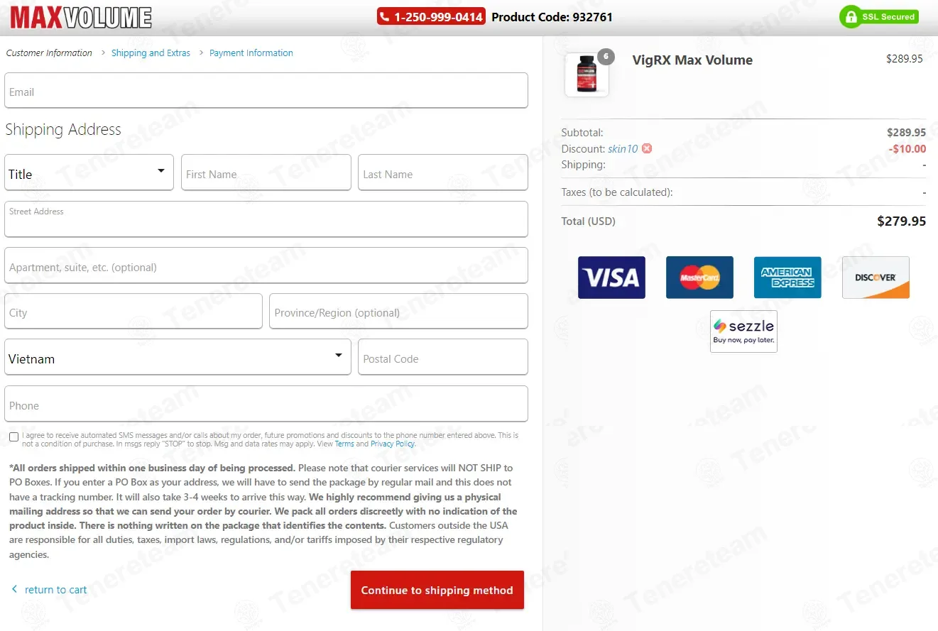 VigRX Max Volume coupon code: $10 off with skin10. Tested and valid as 5 months ago.
