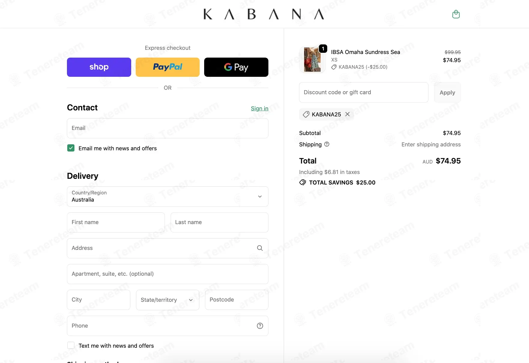 The Kabana Shop coupon code: $25 off with KABANA25. Tested and valid as 1 month ago.
