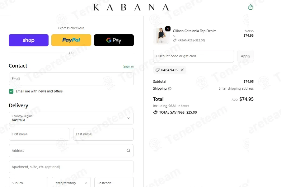 The Kabana Shop coupon code: $25 off with KABANA25. Tested and valid as 1 month ago.