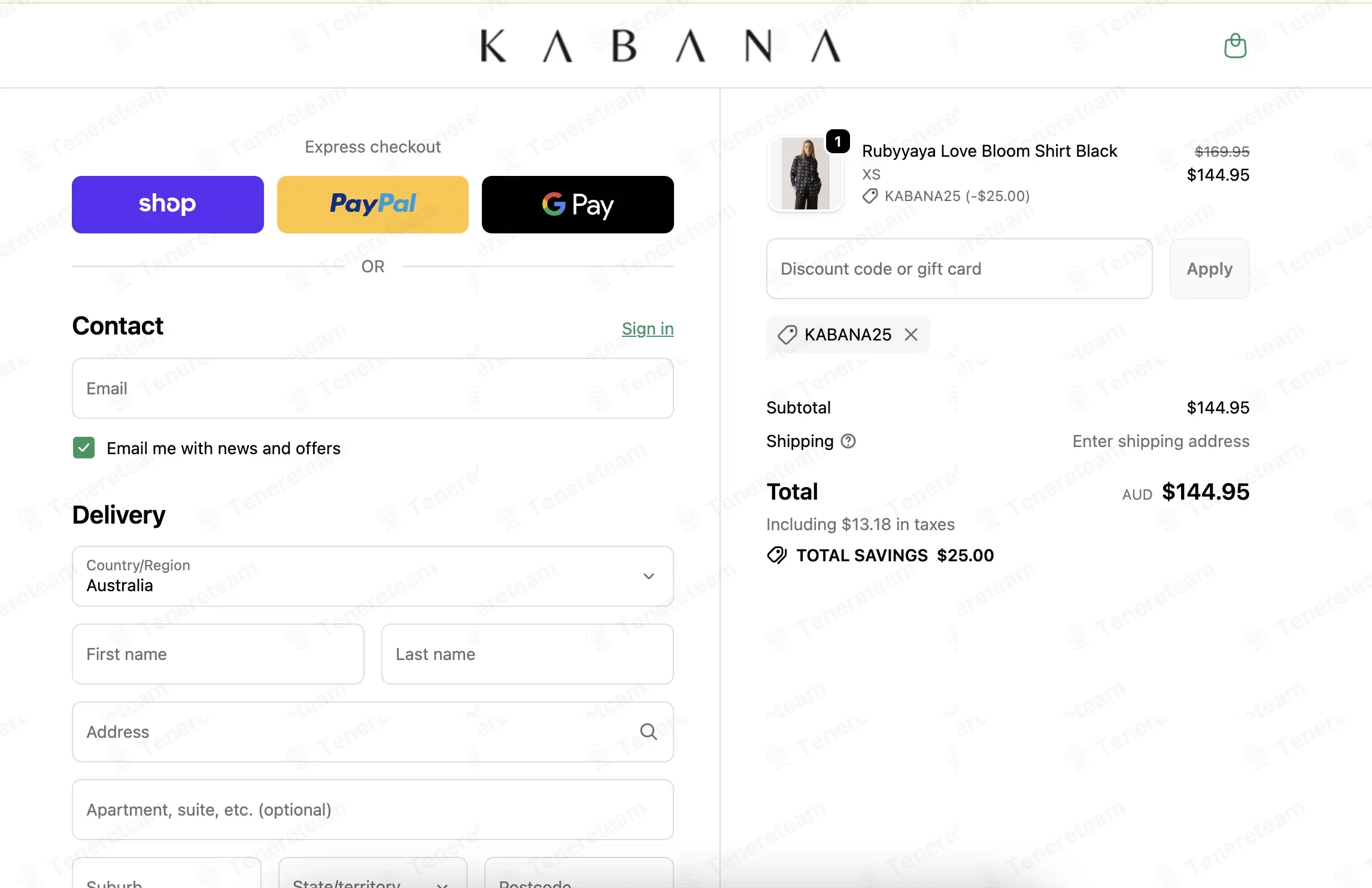 The Kabana Shop coupon code: $25 off with KABANA25. Tested and valid as 1 month ago.