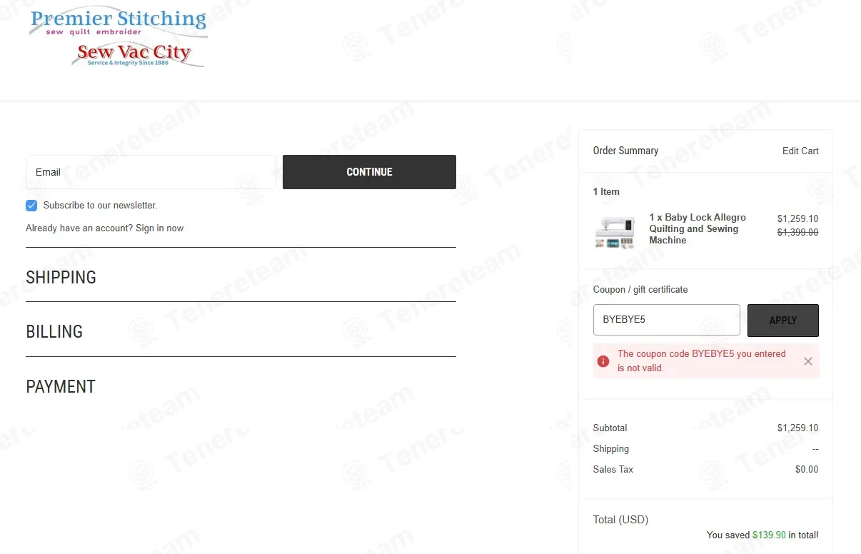 Sew Vac Direct coupon code: 5% off with BYEBYE5. Tested and valid as 1 month ago.