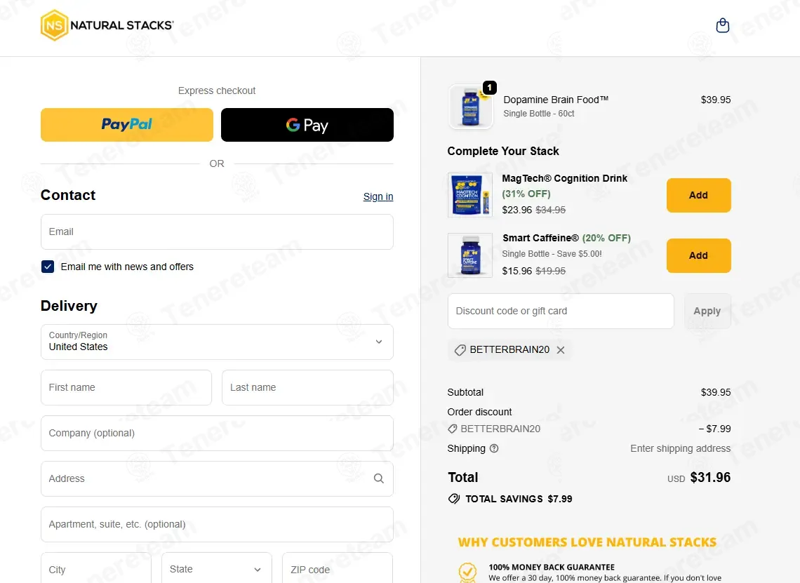 Natural Stacks coupon code: 20% off with BETTERBRAIN20. Tested and valid as 2 weeks ago.
