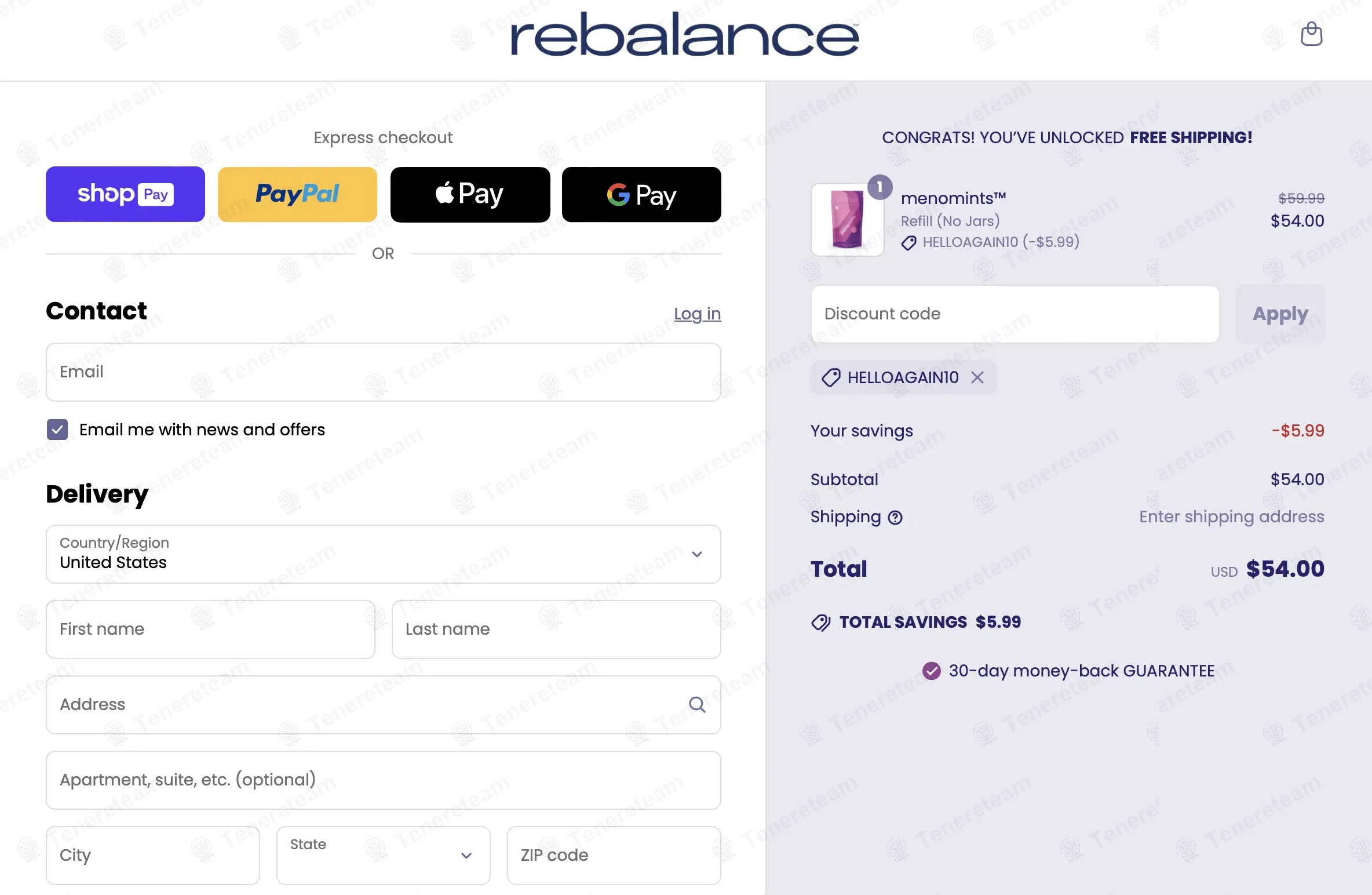 Rebalance Health coupon code: 10% off with HELLOAGAIN10. Tested and valid as 1 year ago.