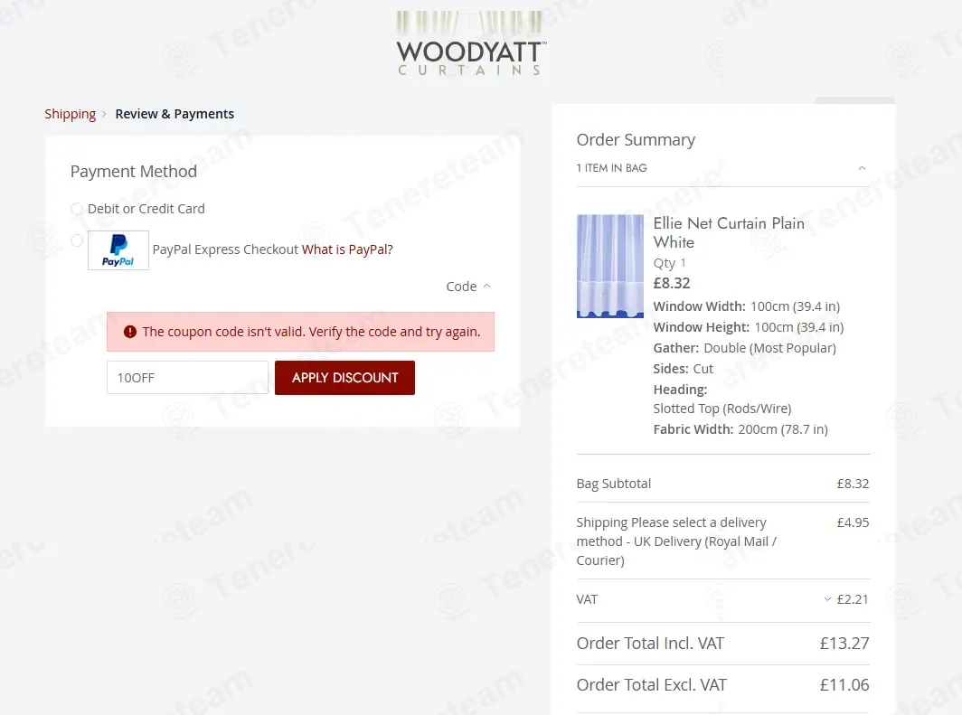 Woodyatt Curtains coupon code: 10% off with 10OFF. Tested and valid as 2 weeks ago.