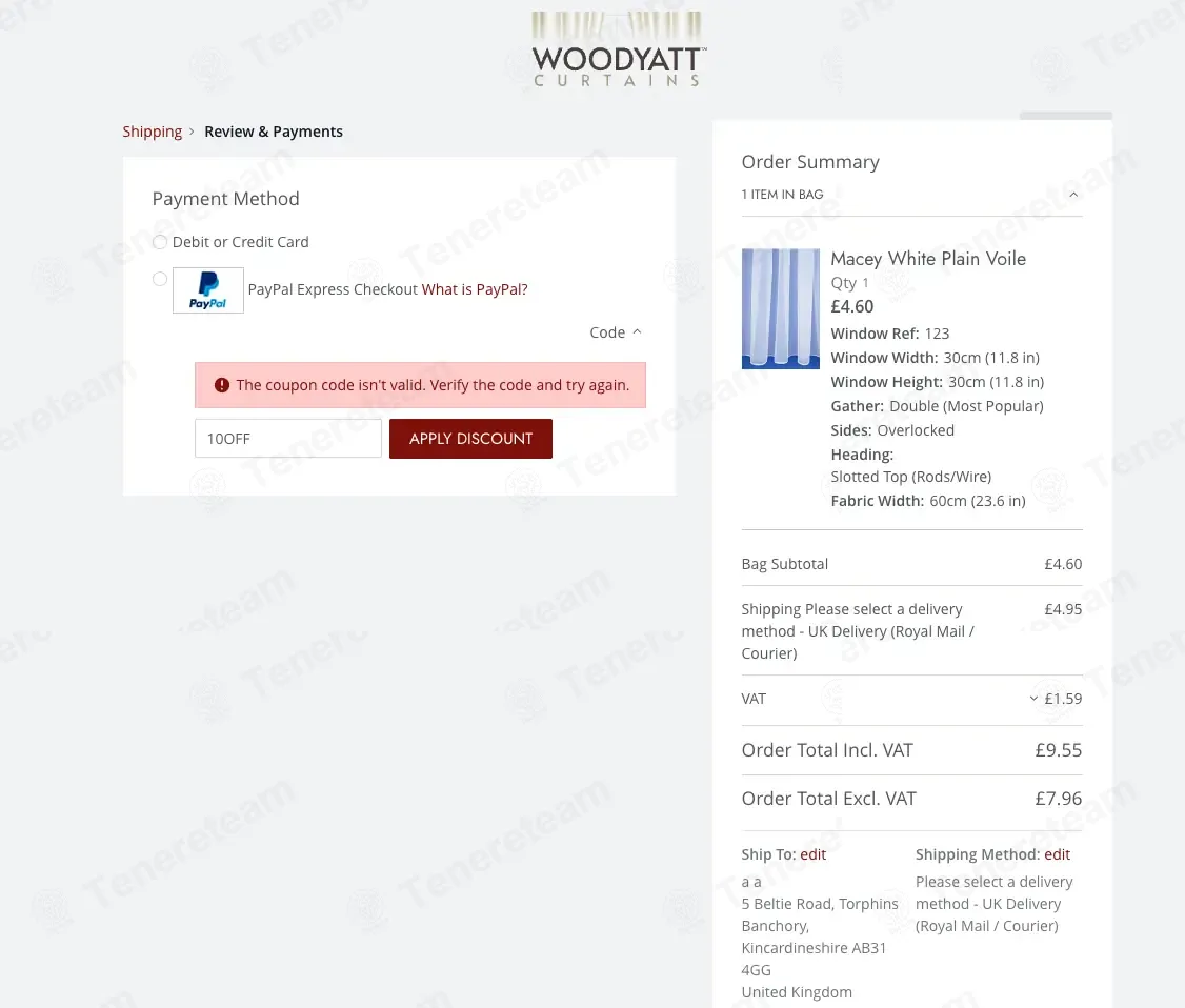 Woodyatt Curtains coupon code: 10% off with 10OFF. Tested and valid as 2 weeks ago.