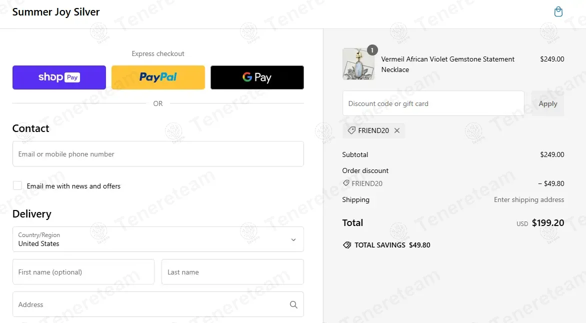 Summerjoy Silver coupon code: 20% off with FRIEND20. Tested and valid as 1 year ago.