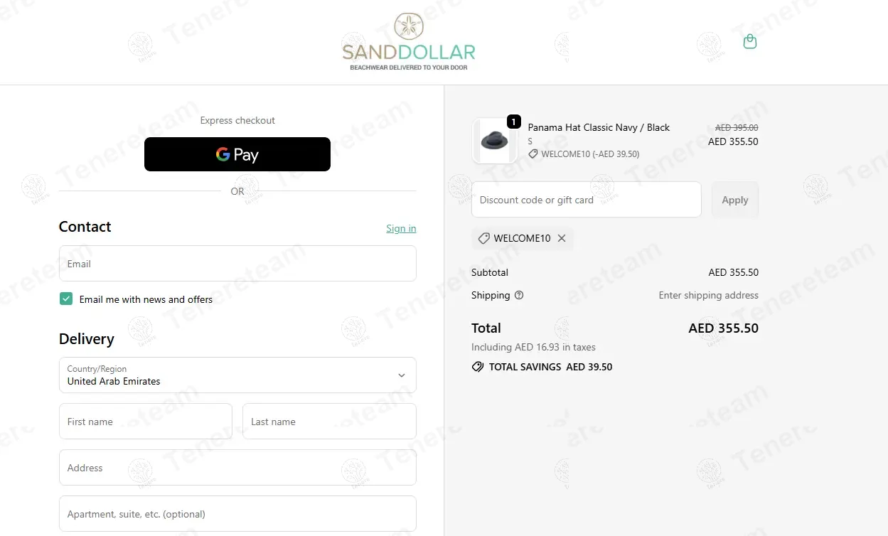 Sanddollardubai coupon code: 10% off with WELCOME10. Tested and valid as 9 months ago.