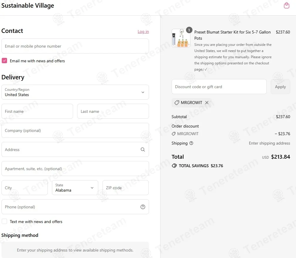 Sustainable Village coupon code: 10% off with MRGROWIT. Tested and valid as 10 months ago.