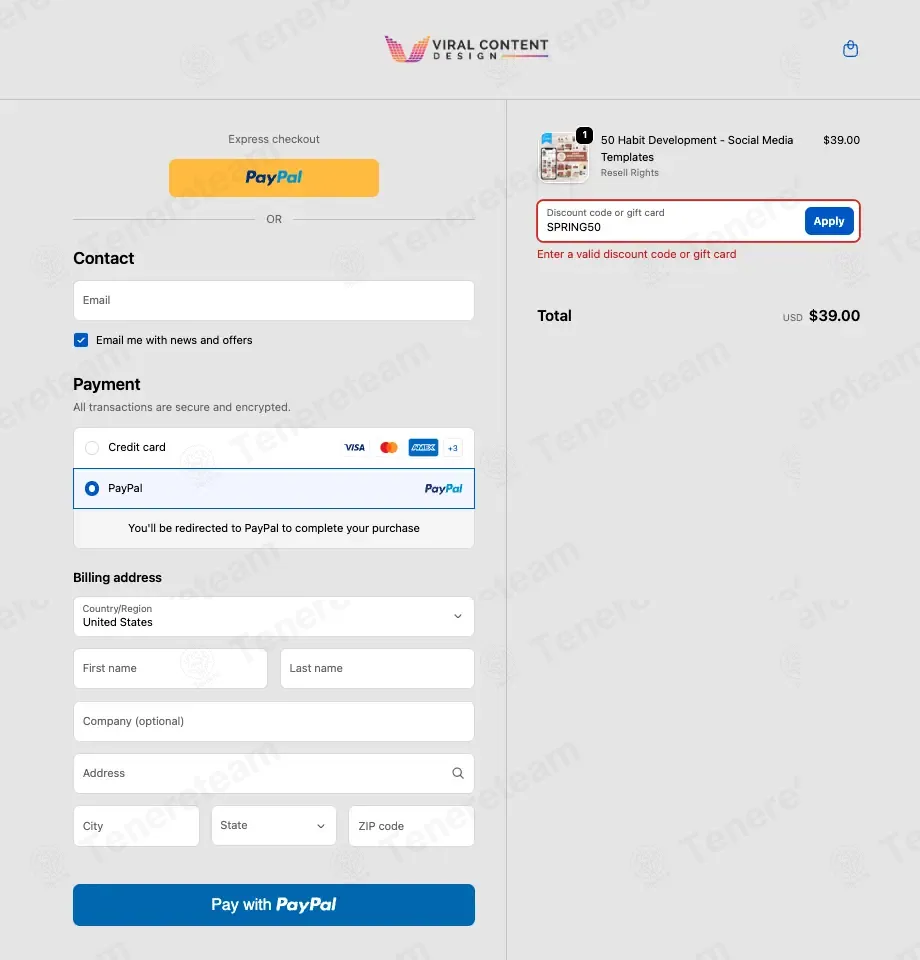 Viral Content Design coupon code: 50% off with SPRING50. Tested and valid as 1 month ago.