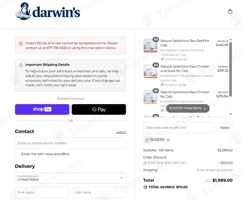 Darwins Natural Pet coupon code: $110 off with RUDDER. Tested and valid as 11 months ago.