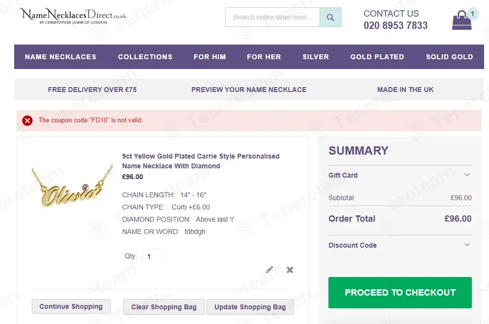Name Necklaces Direct UK coupon code: 10% off with FD10. Tested and valid as 4 months ago.