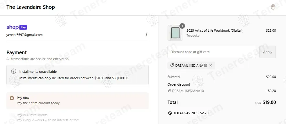 The Lavendaire Shop coupon code: 10% off with DREAMLIKEDIANA10. Tested and valid as 8 months ago.