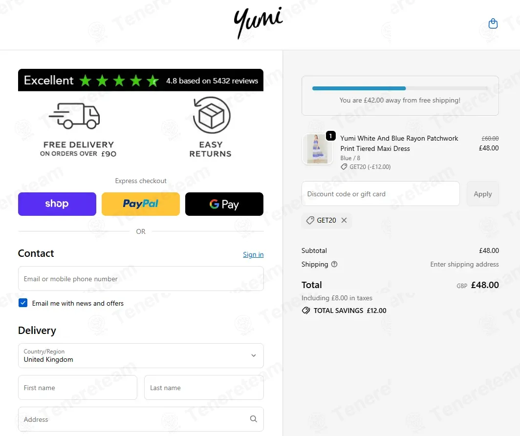 Yumi UK coupon code: 20% off with GET20. Tested and valid as 1 week ago.