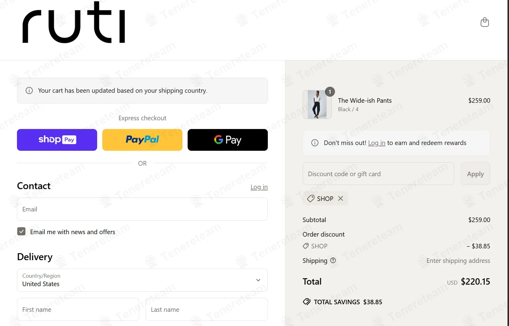 Ruti coupon code: 15% off with SHOP. Tested and valid as 1 year ago.