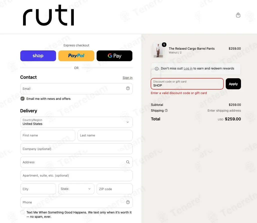 Ruti coupon code: 15% off with SHOP. Tested and valid as 4 days ago.