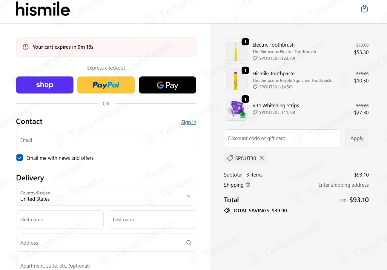 Hismile Canada coupon code: 30% off with SPOUT30. Tested and valid as 8 months ago.
