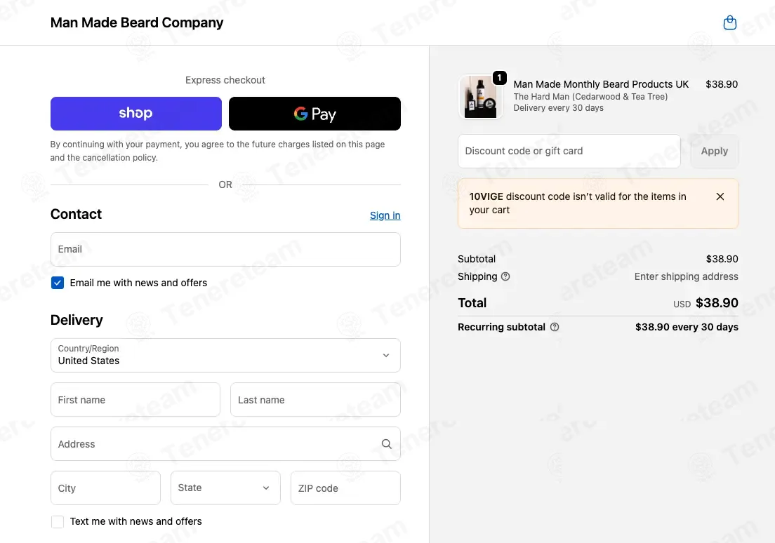 Man Made Beard Company coupon code: 10% off with 10VIGE. Tested and valid as 1 month ago.