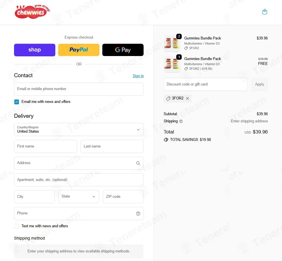 Chewwies coupon code: 100% off with 3FOR2. Tested and valid as 1 month ago.
