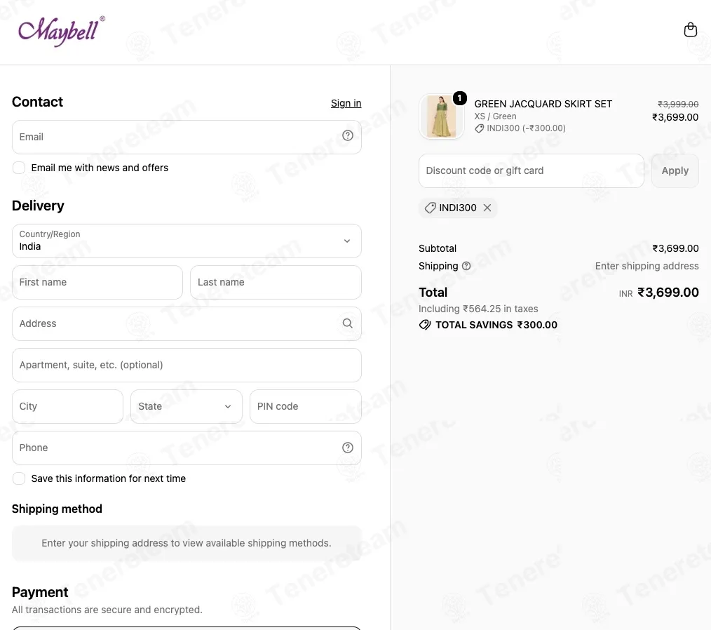 Maybell India apply coupon code