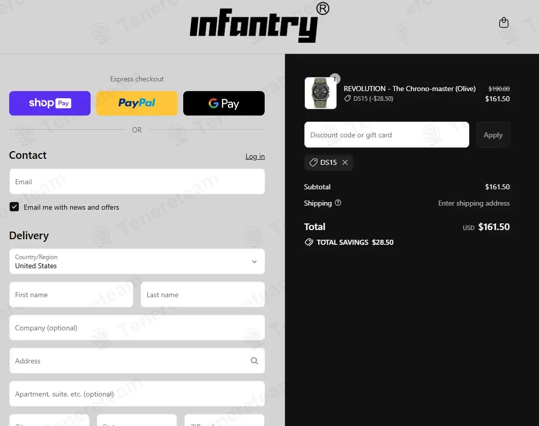 Infantry Watch Co coupon code verified as working at checkout