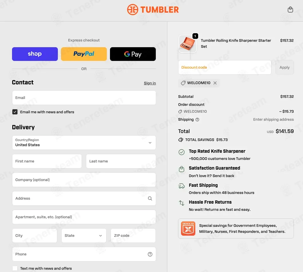 Tumbler coupon code: 10% off with WELCOME10. Tested and valid as 1 month ago.