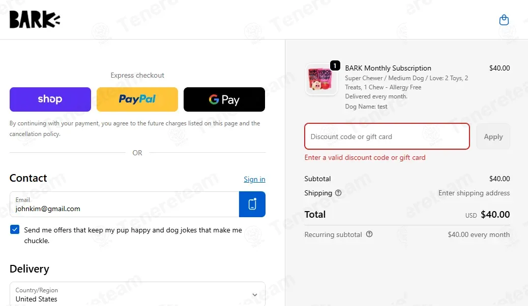 BarkBox coupon code: 15% off with BARK15. Tested and valid as 3 months ago.