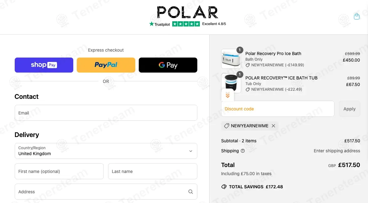 Polar-recovery coupon code: $25 off with NEWYEARNEWME. Tested and valid as 1 year ago.