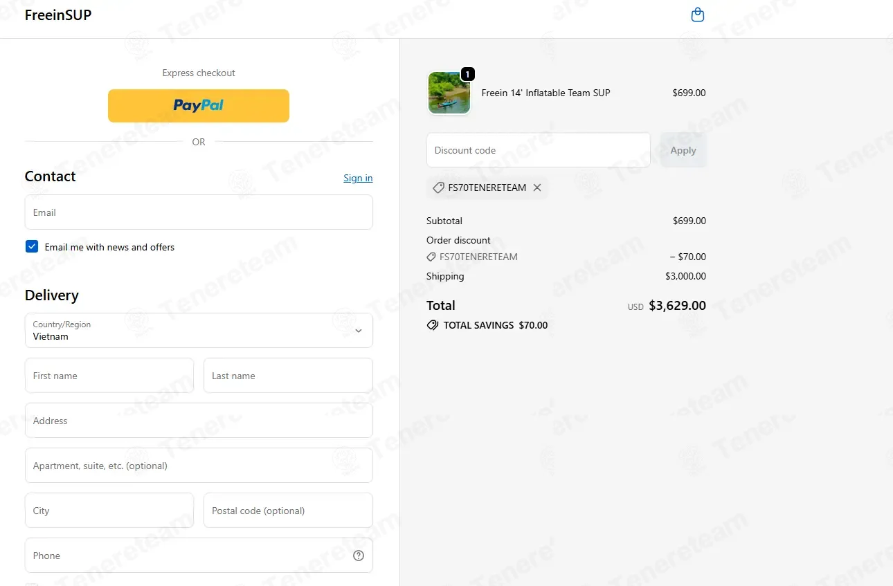 Freeinsup coupon code: $70 off with FS70TENERETEAM. Tested and valid as 3 weeks ago.