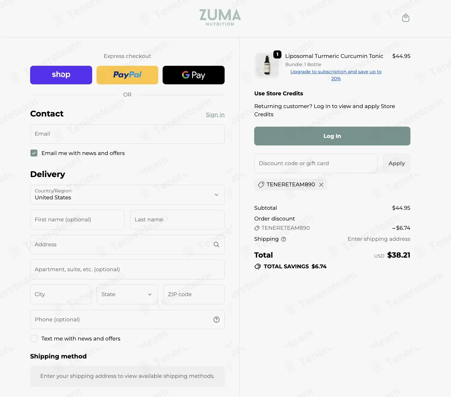 Zuma Nutrition coupon code: 15% off with TENERETEAM890. Tested and valid as 3 days ago.