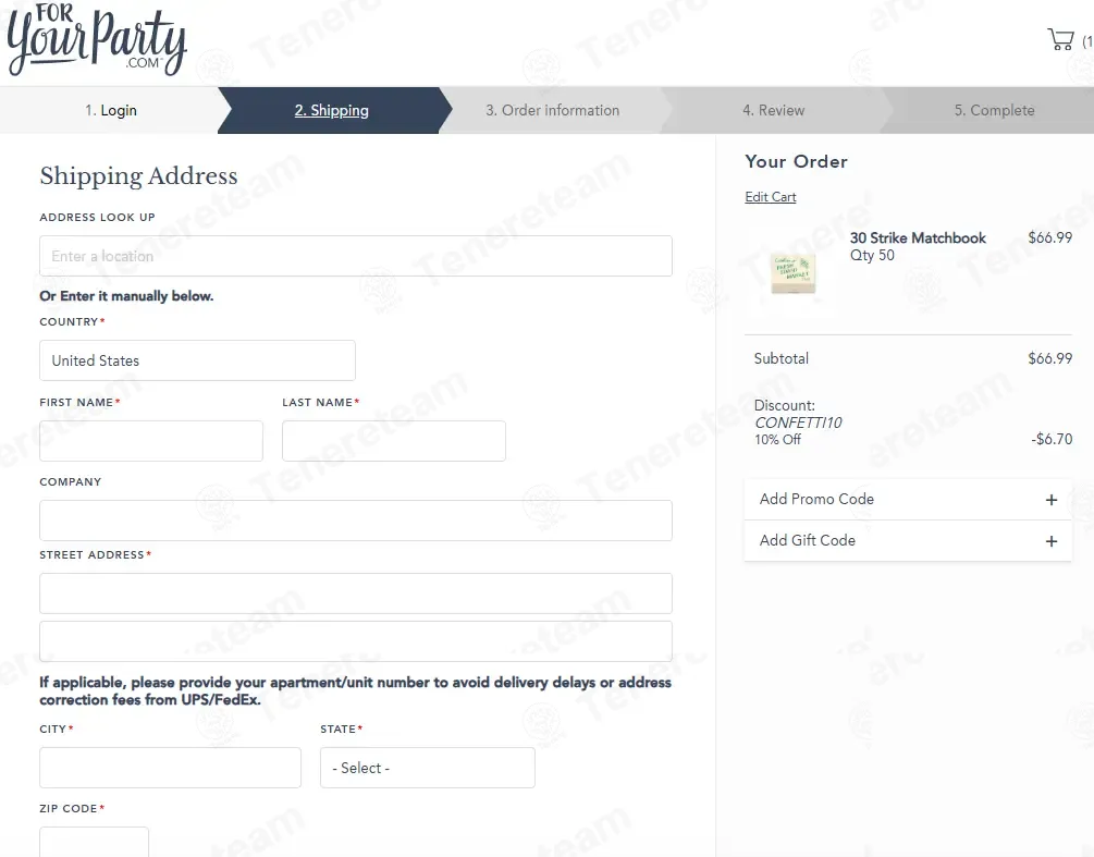 For Your Party coupon code: 10% off with confetti10. Tested and valid as 1 month ago.