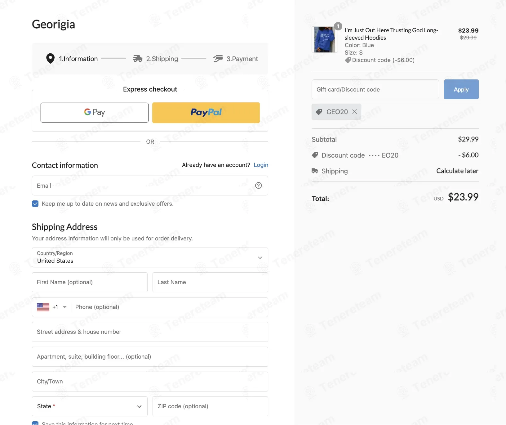 Georigia coupon code: 20% off with GEO20. Tested and valid as 1 day ago.