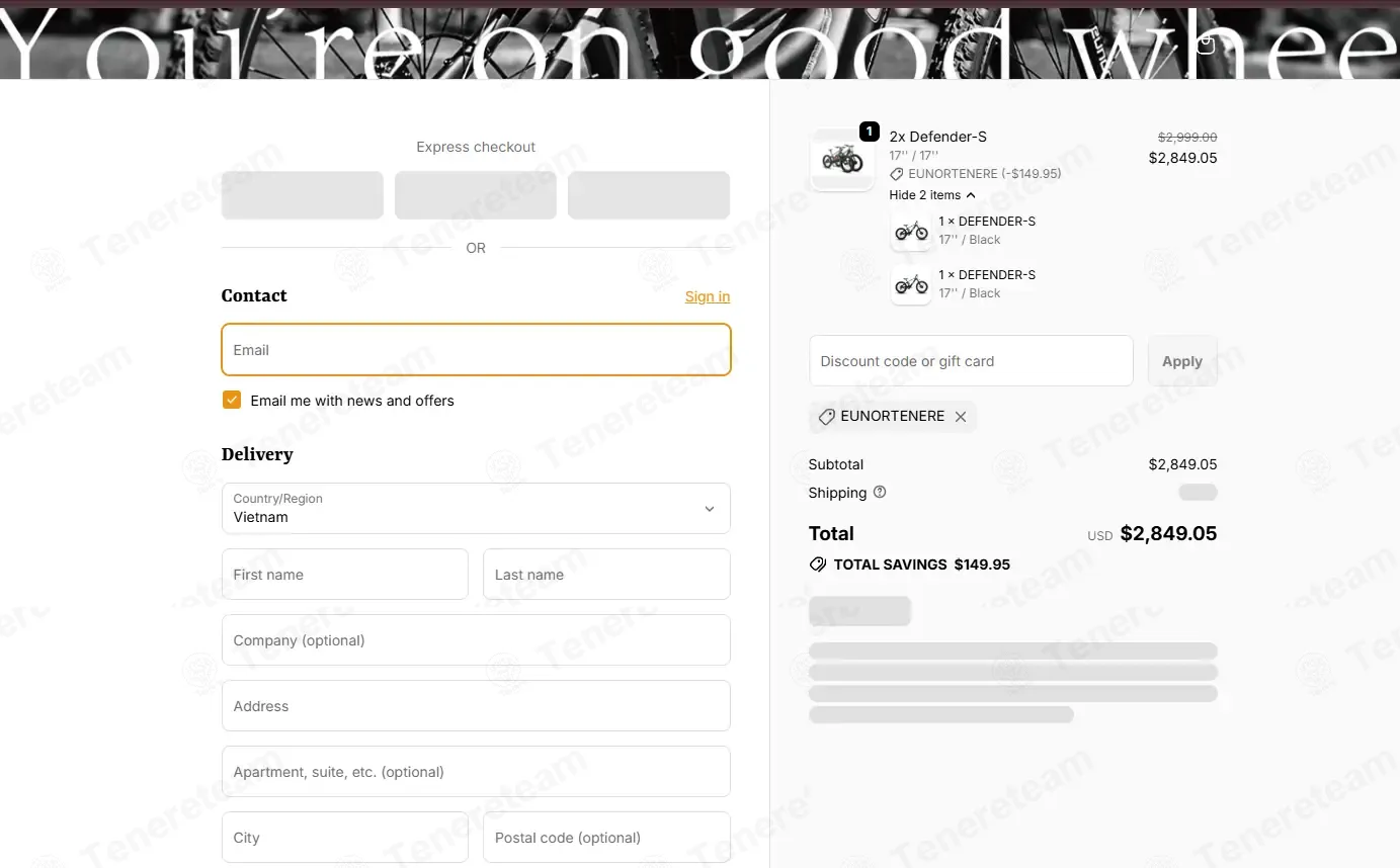 Eunorau EBike coupon code: 5% off with EUNORTENERE. Tested and valid as 1 day ago.