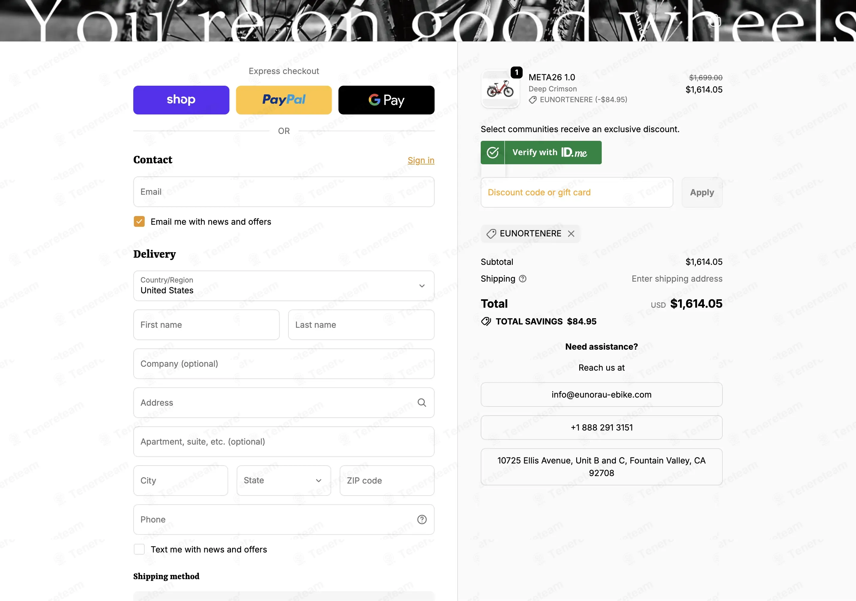 Eunorau EBike coupon code verified as working at checkout