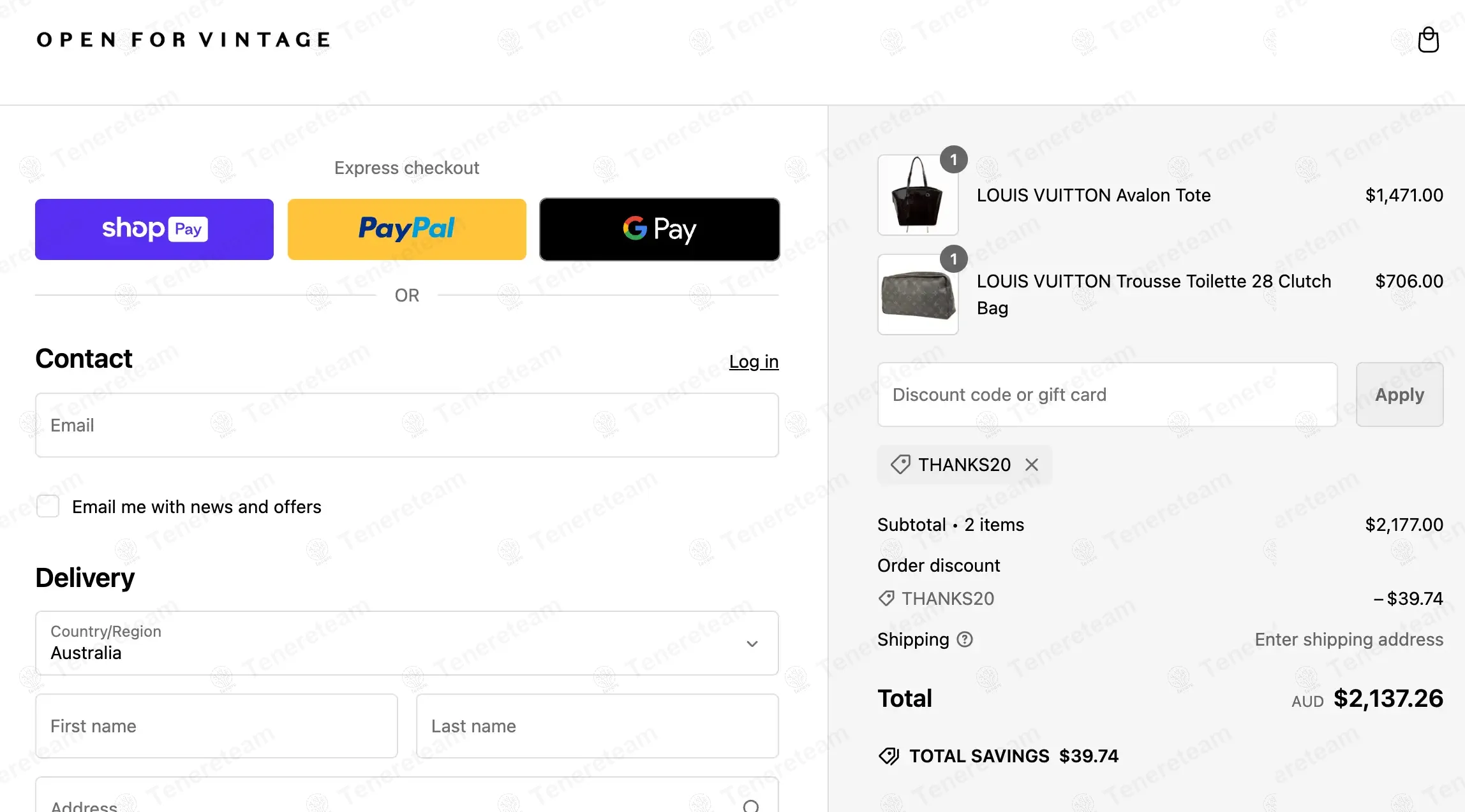 Open for Vintage coupon code: 18% off with THANKS20. Tested and valid as 6 months ago.