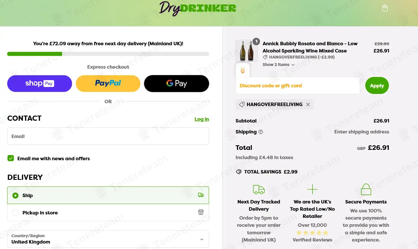 Dry Drinker coupon code: 10% off with HANGOVERFREELIVING. Tested and valid as 1 year ago.