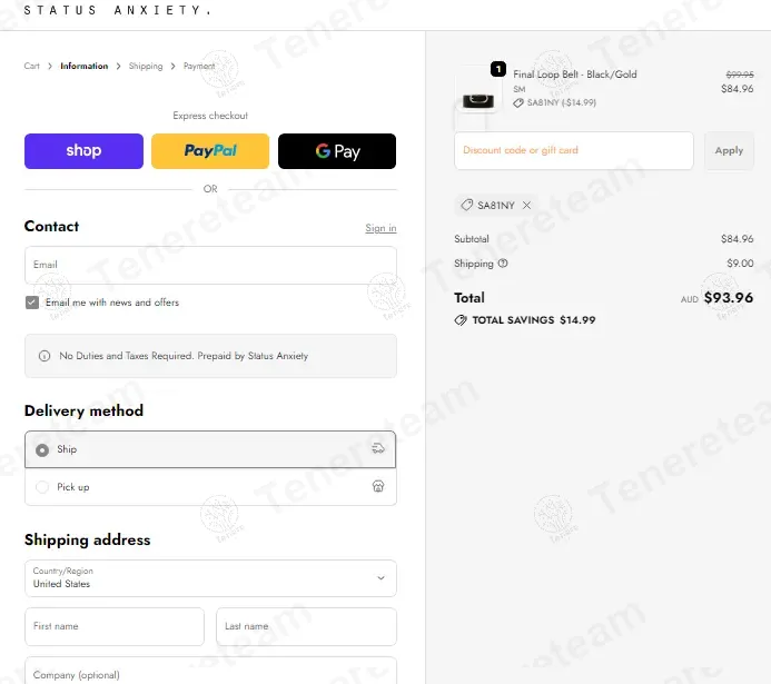 Status Anxiety coupon code: 15% off with SA81NY. Tested and valid as 6 months ago.